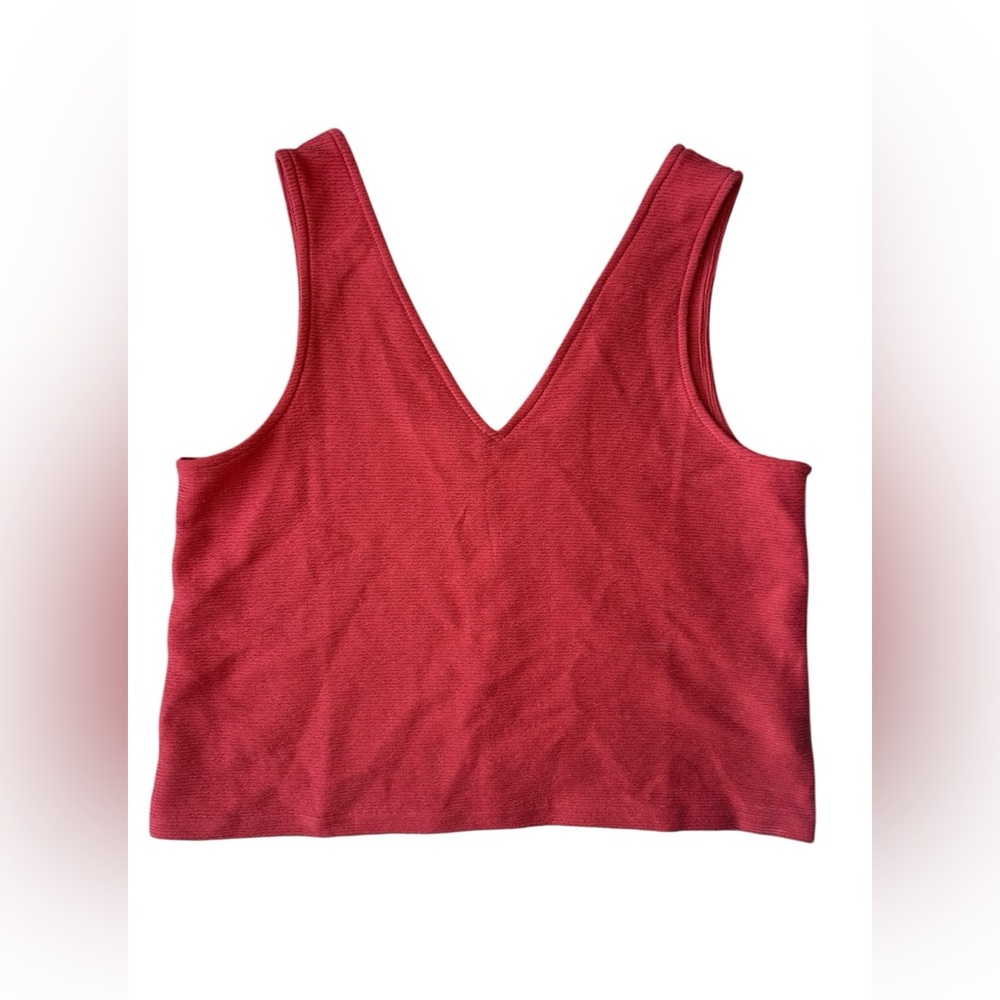 Women’s Madewell Jacquard Peek A Boo Back Ribbed Tank Size Medium Rustic Orange